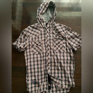 Jack & Jones Plaid Hooded Short Sleeved Shirt